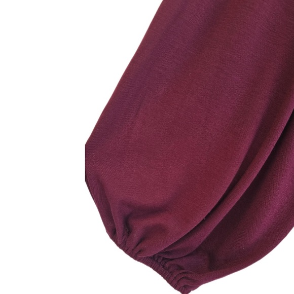 Ann Taylor Burgundy Ruffle Long Sleeve Dress NWT - Size M - Picture 7 of 10